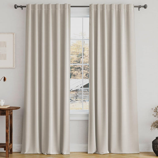 Turquoize Cream Beige Blackout Curtains for Living Room 96 in
