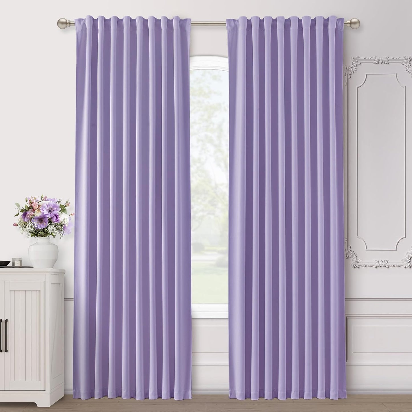 SHINELAND Lavender Room Darkening Curtains for Bedroom Aesthetic