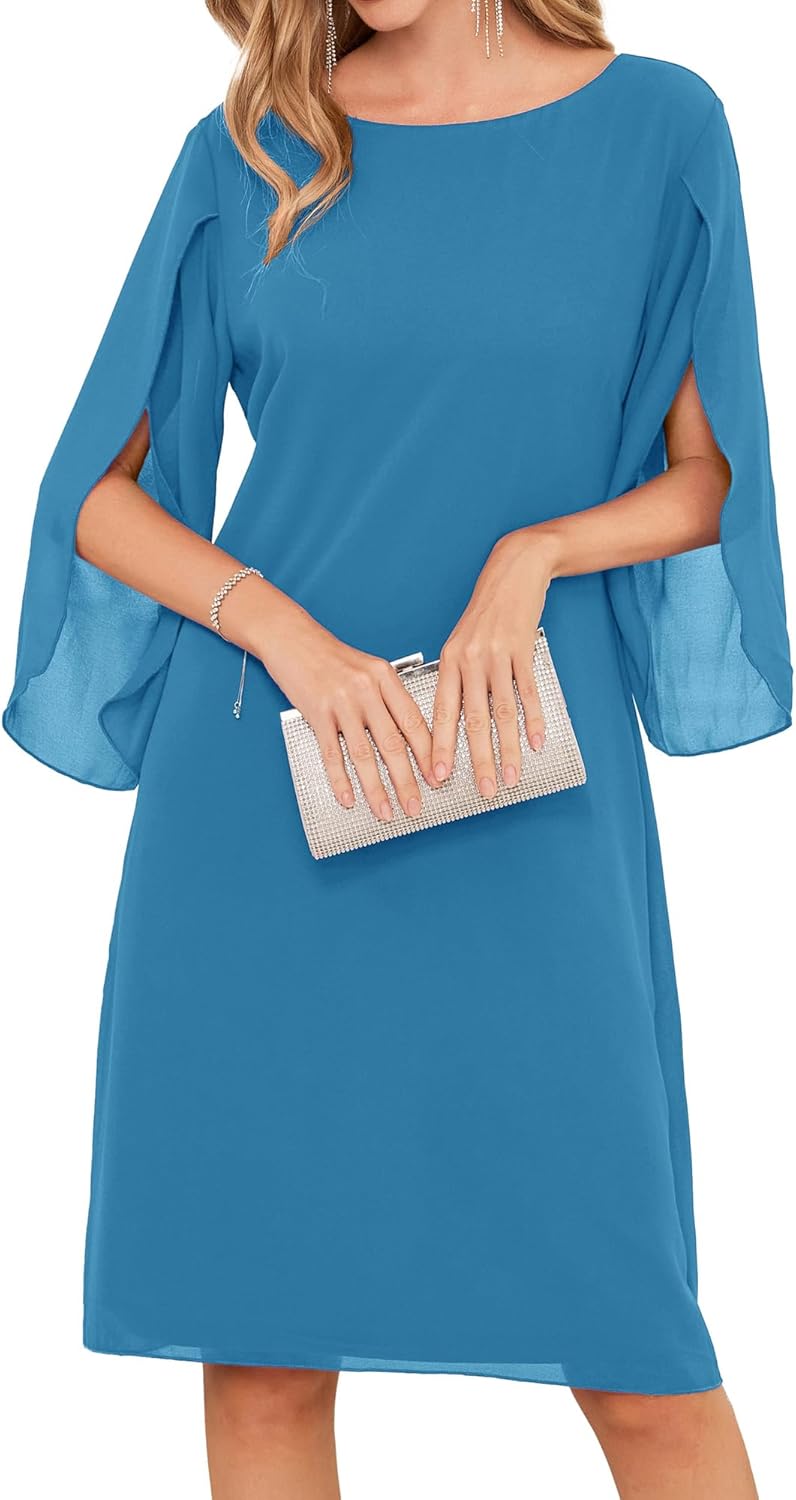 Chiffon Dresses for Women: Flutter Sleeve Party Wedding Dress