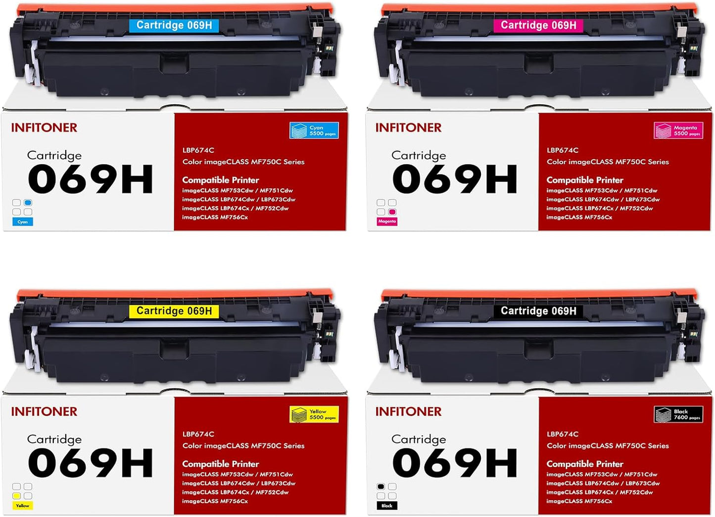 069H Toner Cartridge Set for Canon MF753Cdw - High Yield