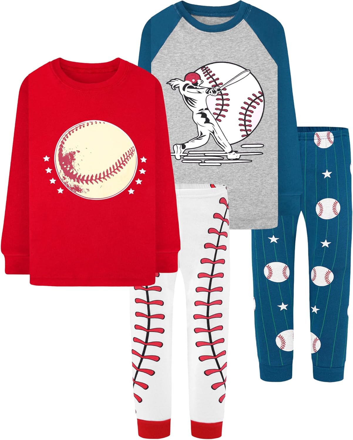 Boys 100% Cotton Long Sleeve Pajamas for Ages 18 Months to 12 Years