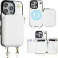 White MagSafe Crossbody Wallet Case for iPhone 16 Pro - RFID