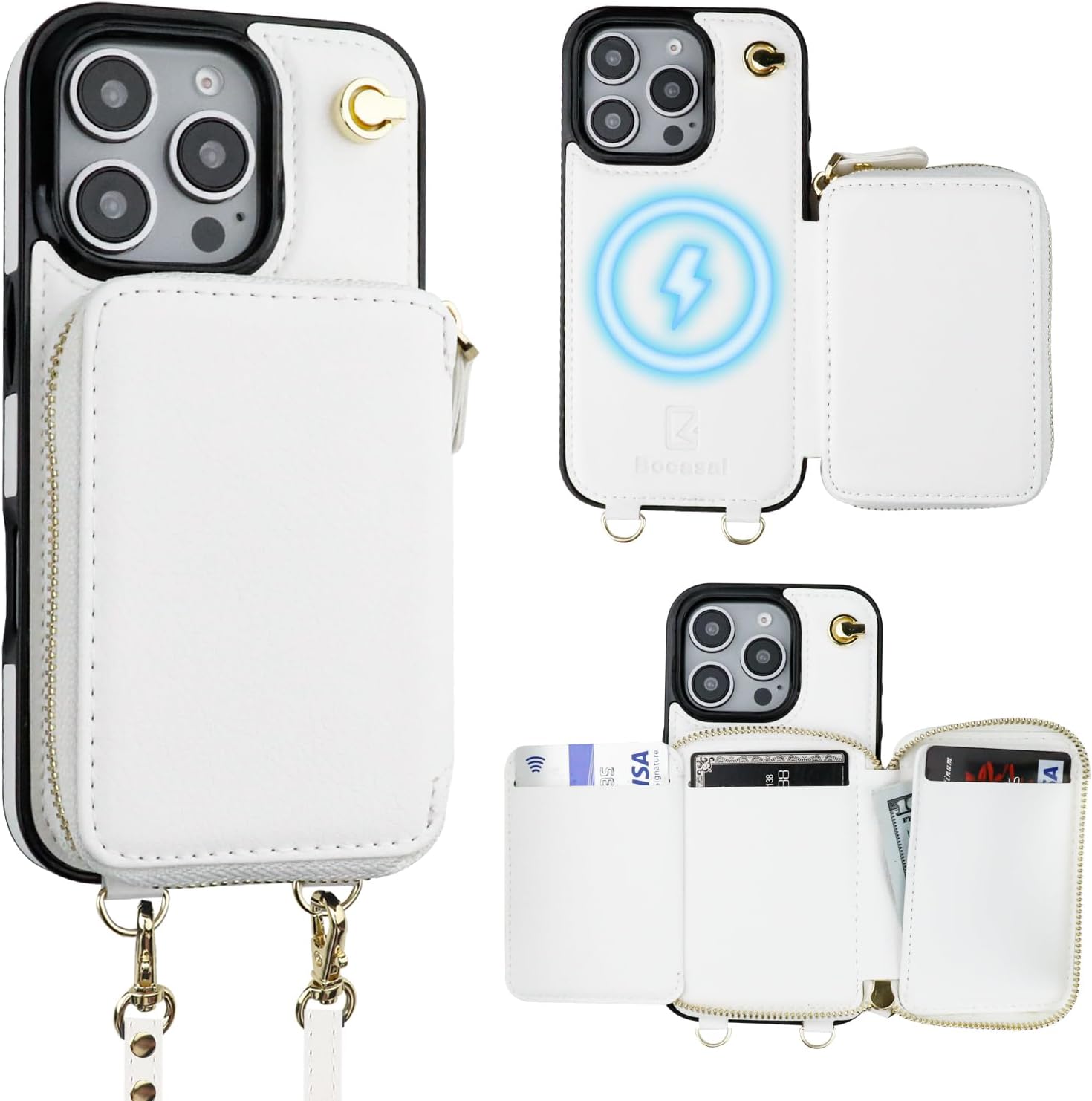 Bocasal MagSafe Crossbody Wallet Case for iPhone 16 Pro - RFID Block