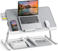 SAIJI Laptop Bed Tray Table - Adjustable PVC Leather Portable Desk