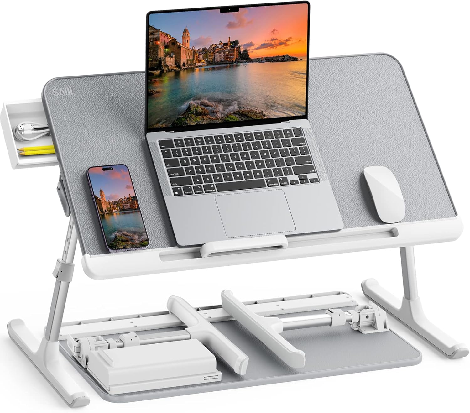 SAIJI Adjustable Laptop Bed Table - Portable Standing Desk