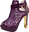 Women's Pretty Lace Flowers Open Toes High Heels Ankle
