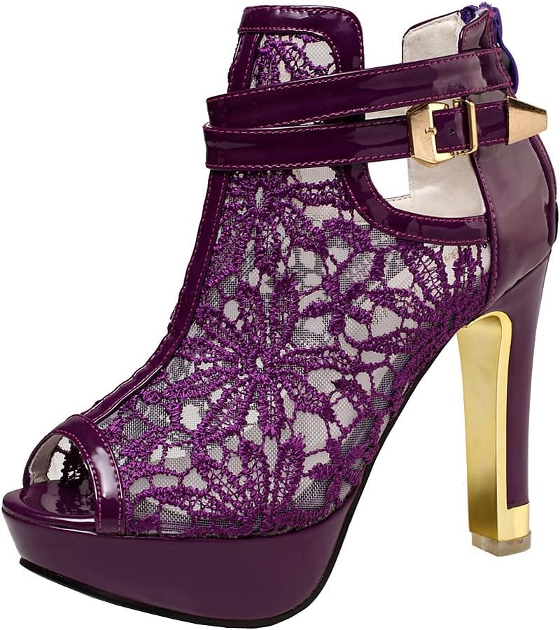 Getmorebeauty Women's Pretty Lace Flowers Open Toes High Heels