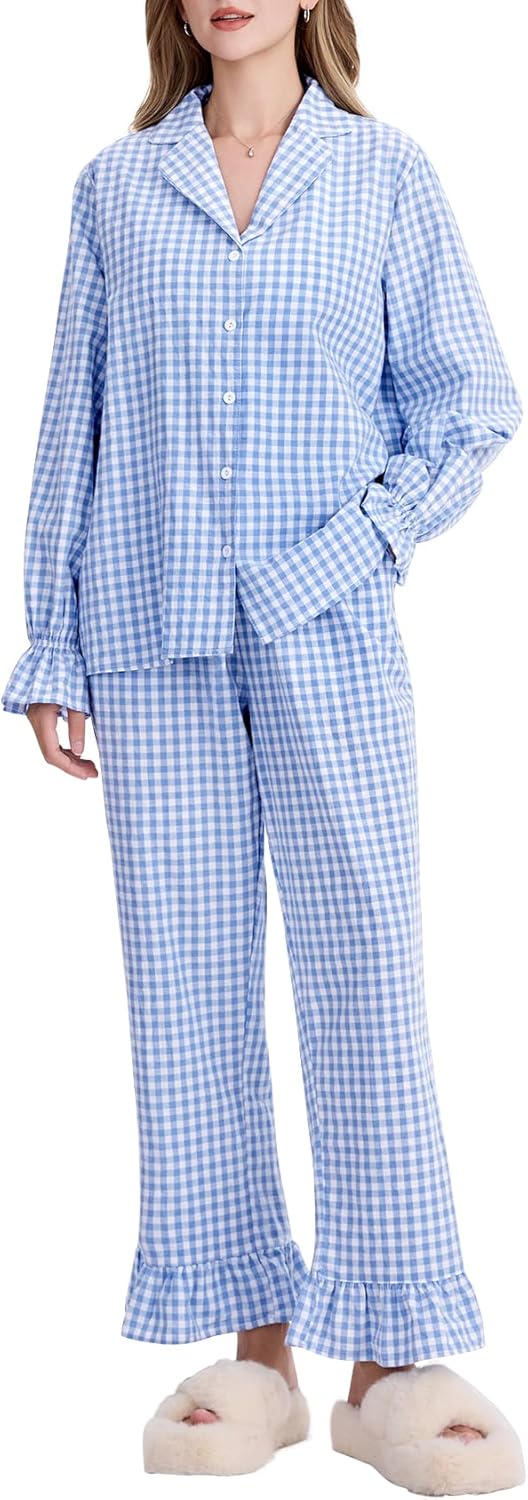 Kissonic Women Gingham Pajama Sets for Cozy Sleep and Style