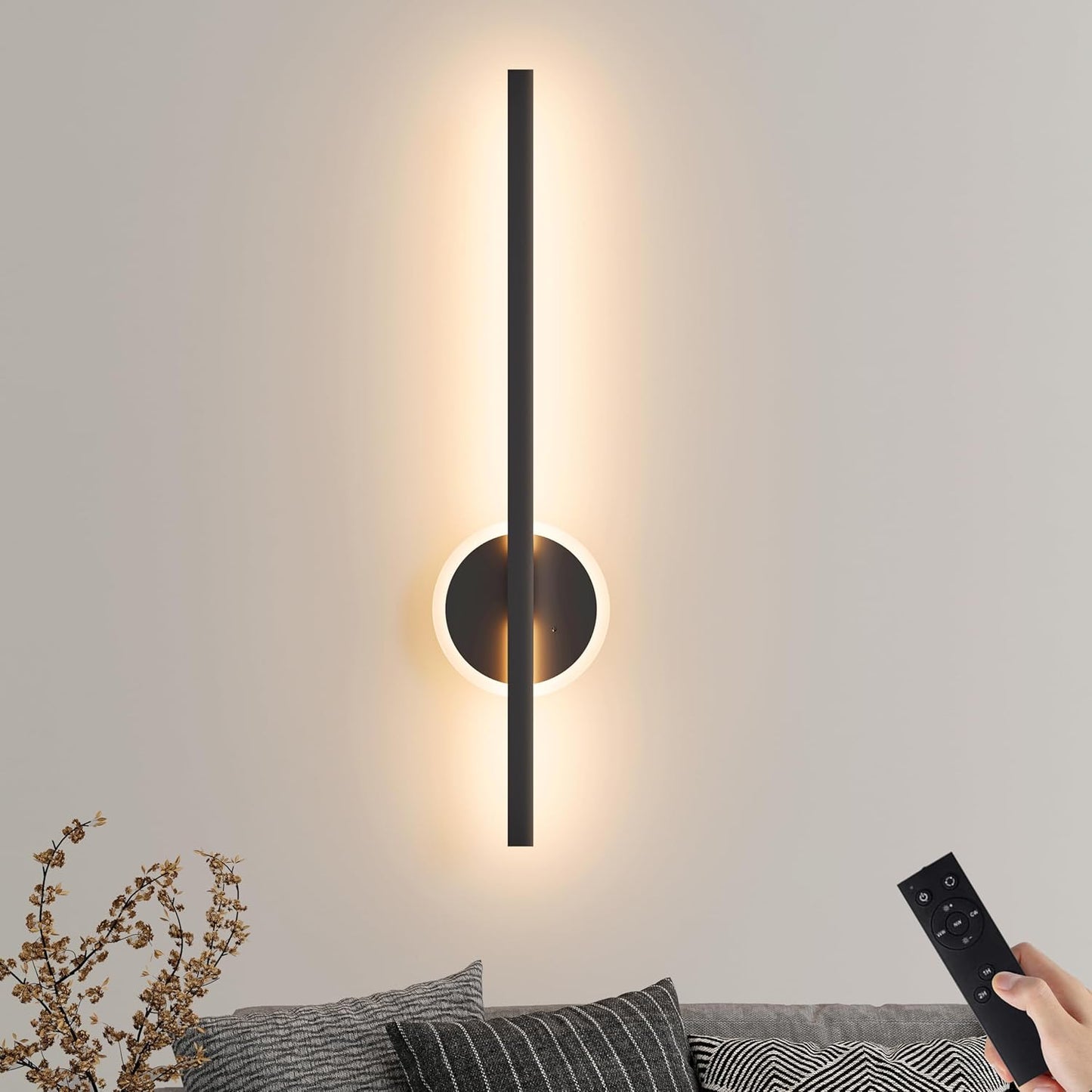 Battery Operated Wall Sconce with Remote Control for Versatile Use
