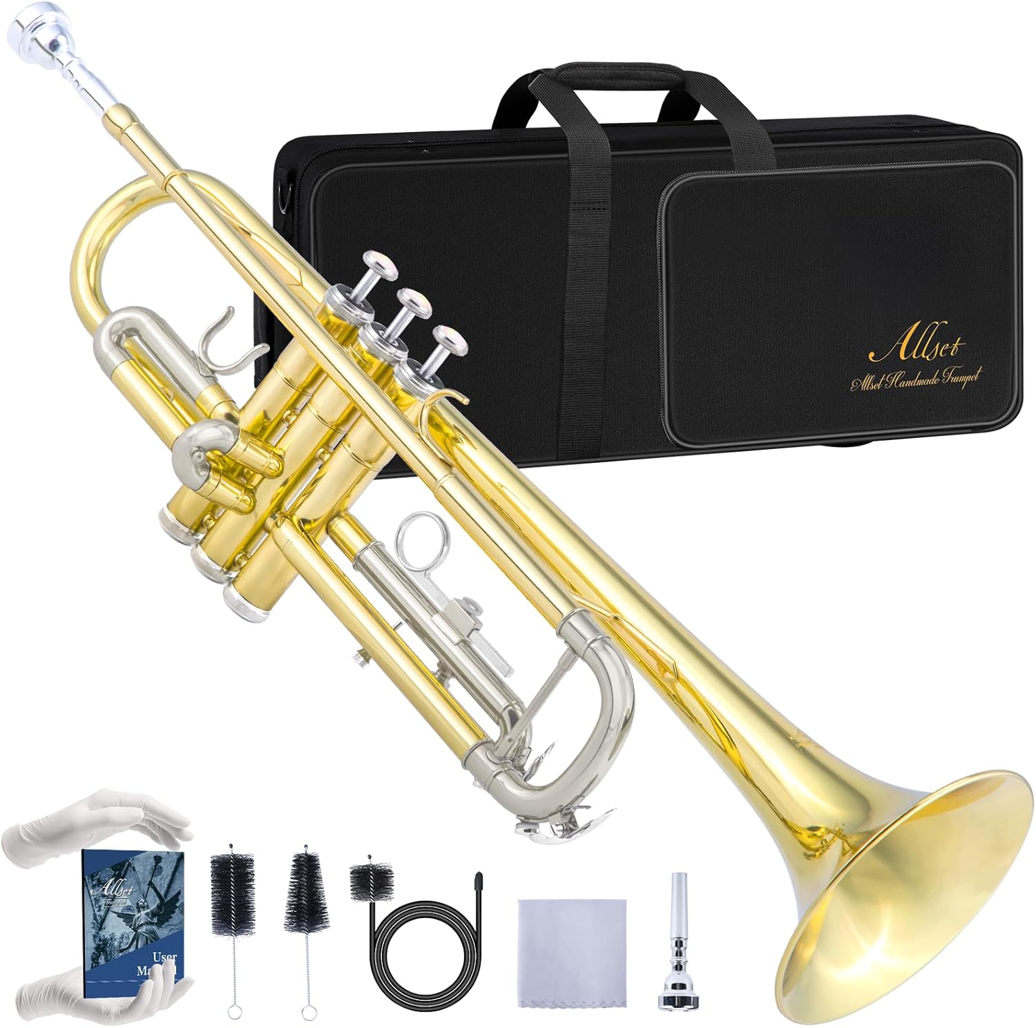 ALLSET Bb Standard Trumpet for Beginners with Pro Sound