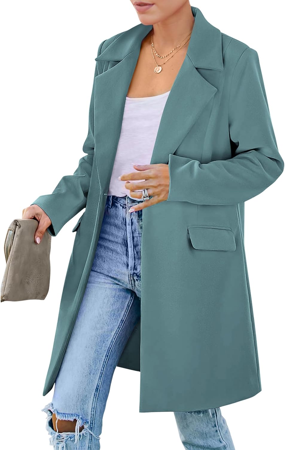 PRETTYGARDEN Women's Long Blazer Jackets for Work and Casual Wear
