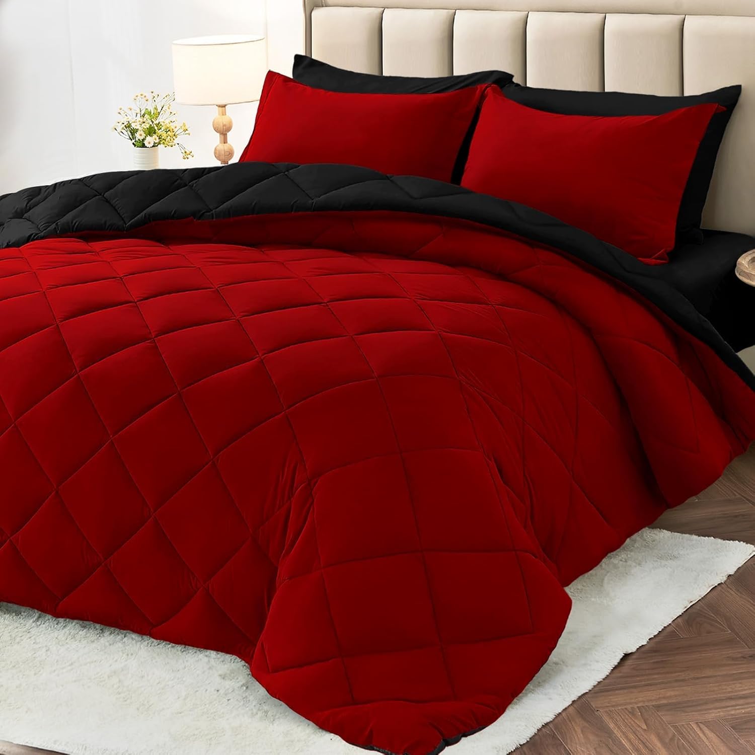 MUXHOMO 7 Pieces California King Comforter Set for All Seasons