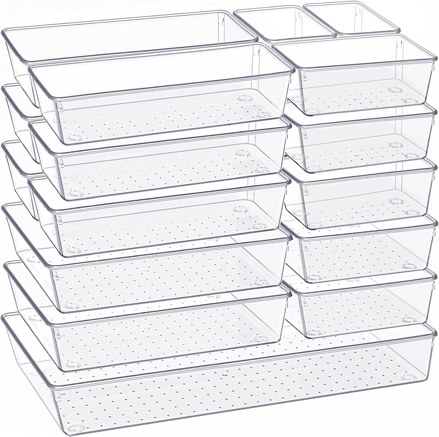 Criusia Drawer Organizer Set for Kitchen and Bathroom Storage