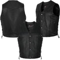 Mens Leather Motorcycle Vest with CCW Pocket - All-Weather Riding