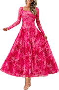 Floral Square Neck Maxi Dress for Women - Elegant Fall 2025