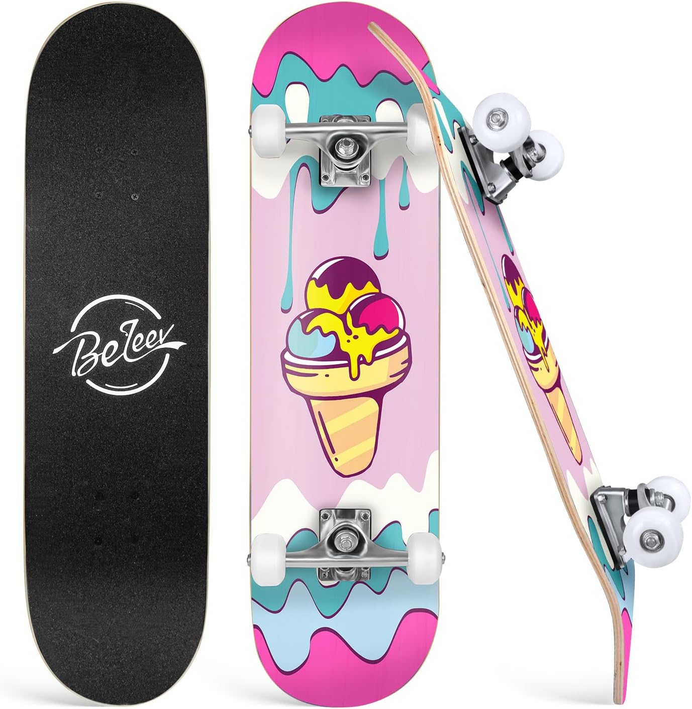 BELEEV Skateboards for Beginners - 31 x 8 inch Complete Board