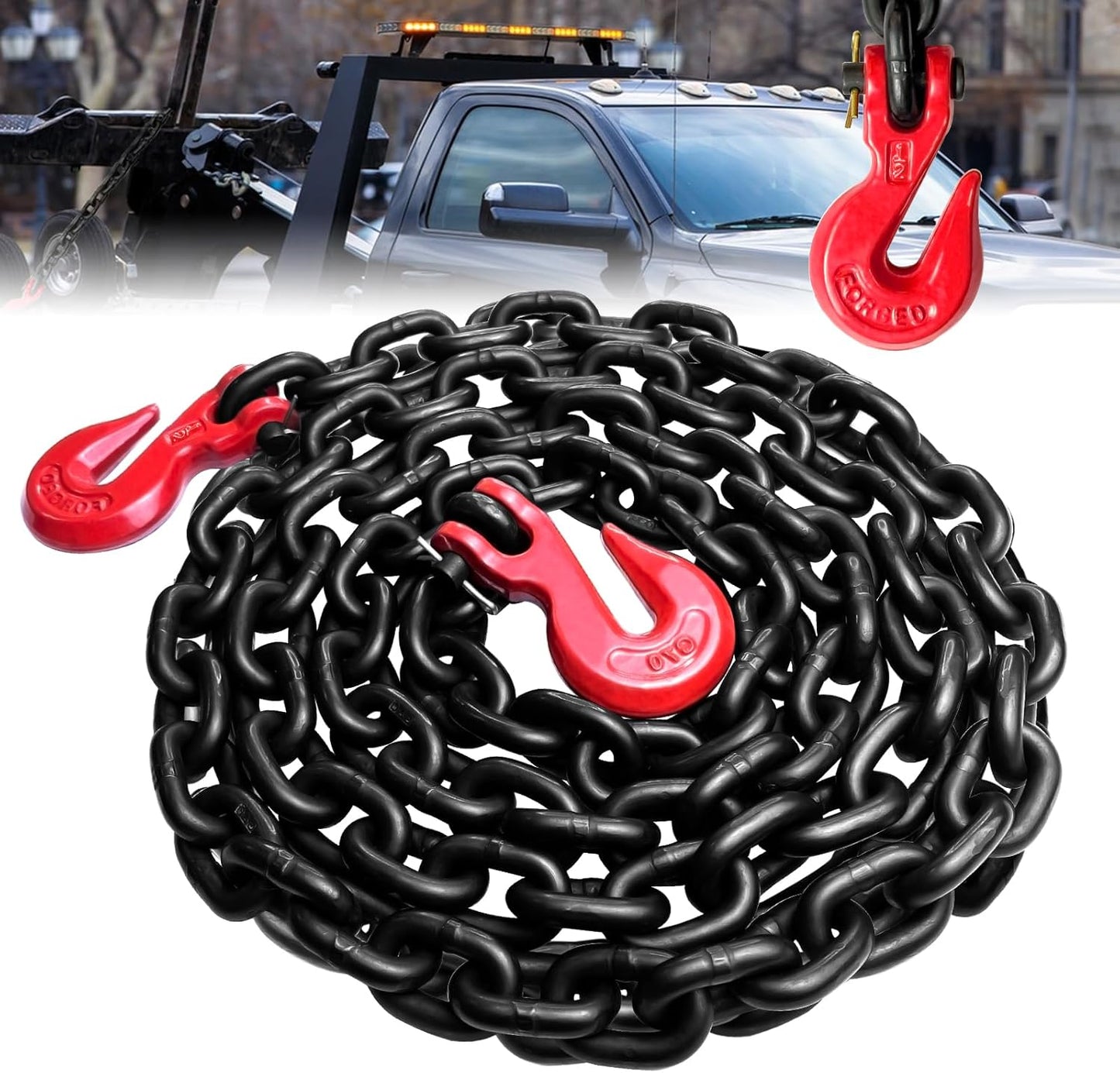 G80 Transport Binder Chain 1/2 in Towing Chain with Hooks