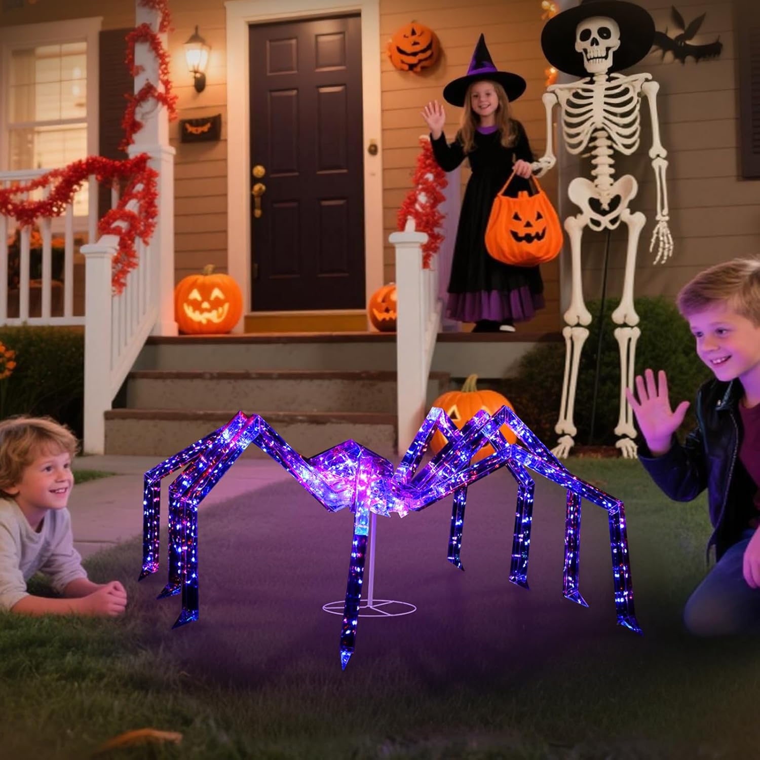Giant 3FT Prismatic Iridescent Spider Halloween Light Decoration