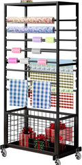 16 Tier Ribbon Holder Rack - Double-Sided Mobile Display