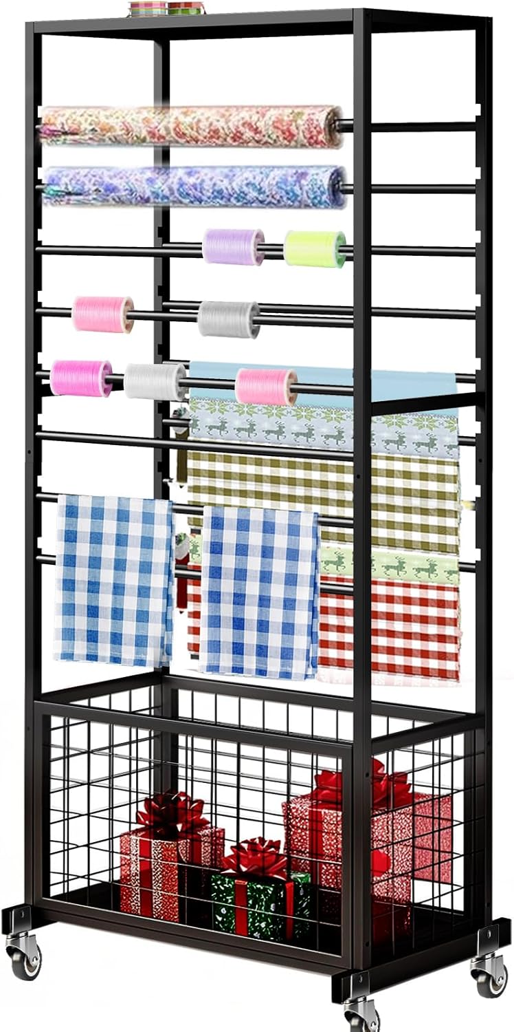 16 Tier Ribbon Holder Rack for Craft Room and Flower Shop Use