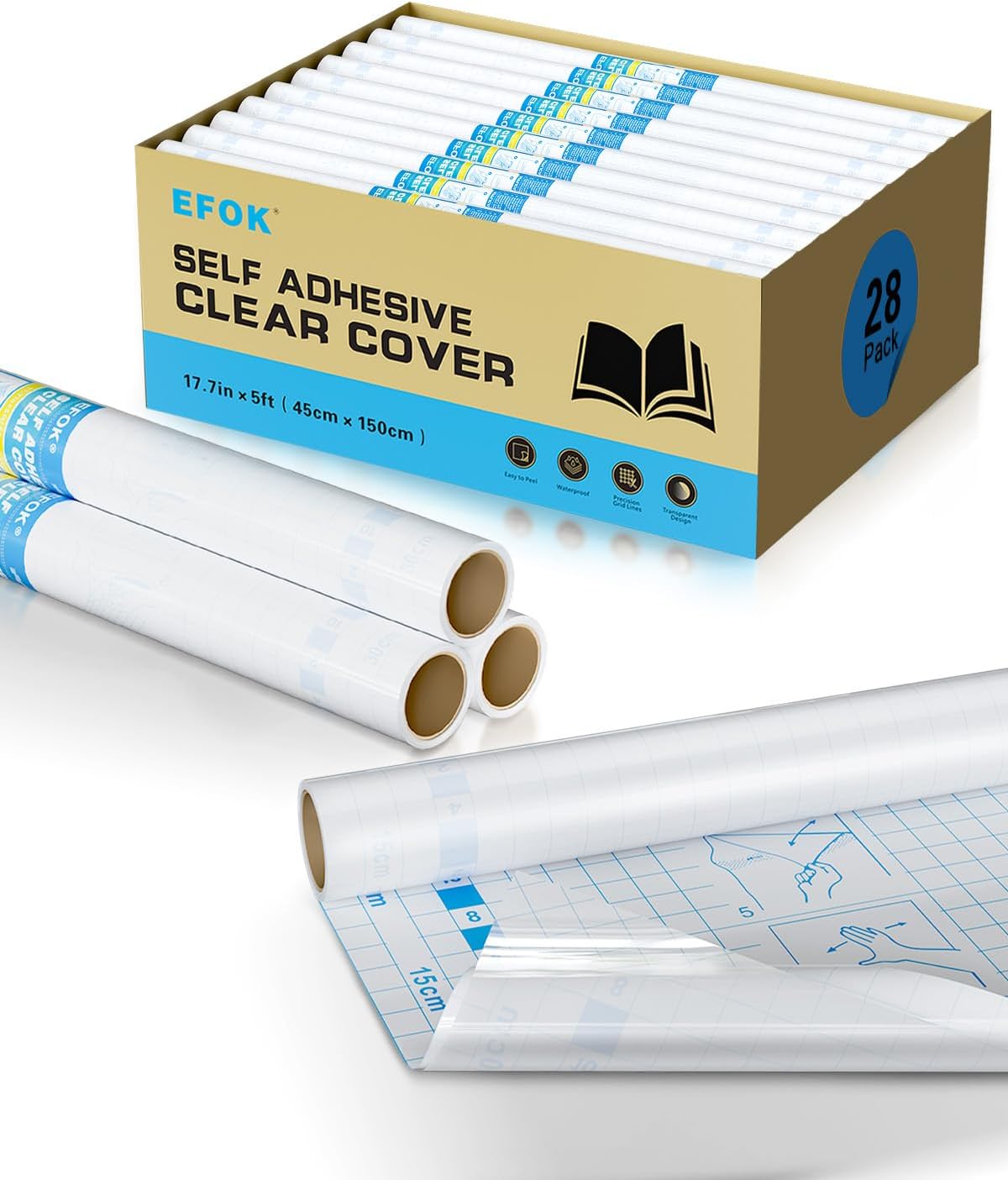 28 Pack Clear Contact Paper Book Cover for Crafting Needs