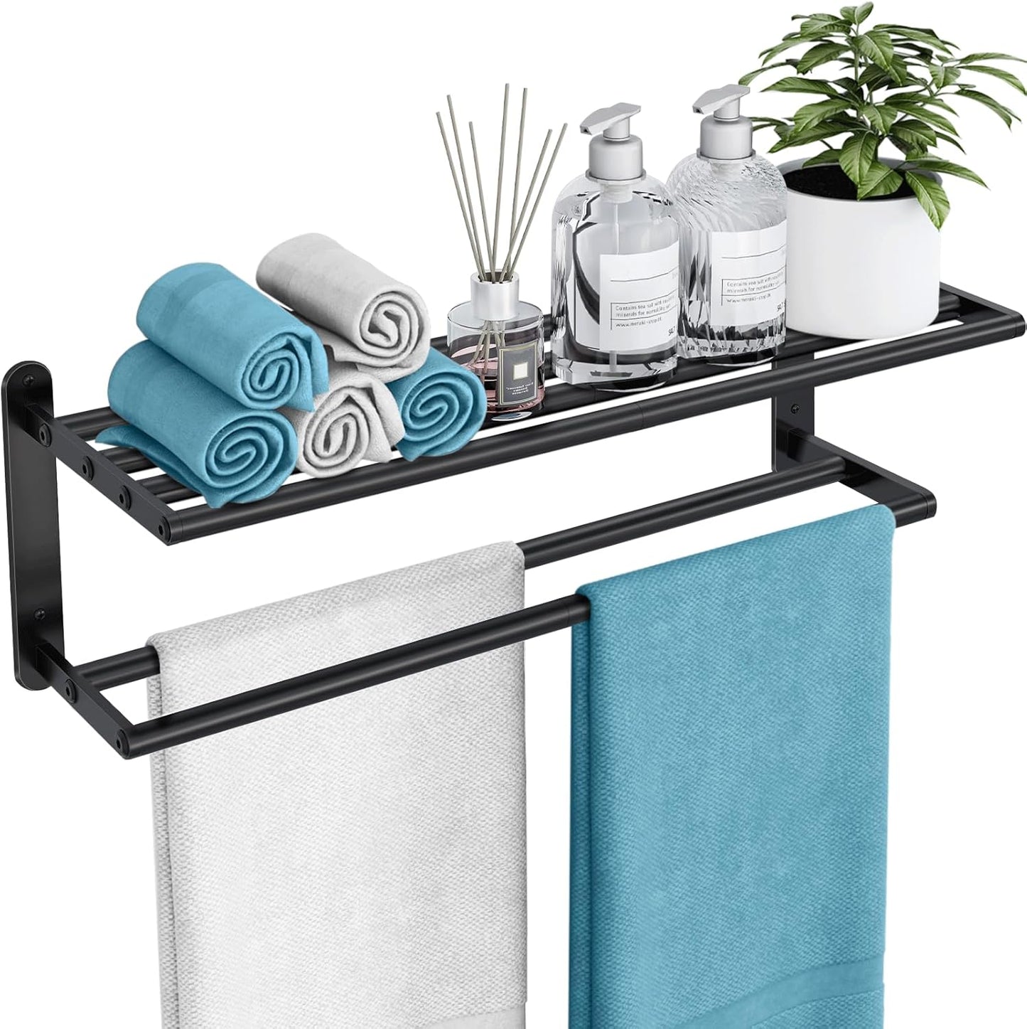 Towel Racks for Bathroom - 24 in Bath Towel Shelf with Double Bar