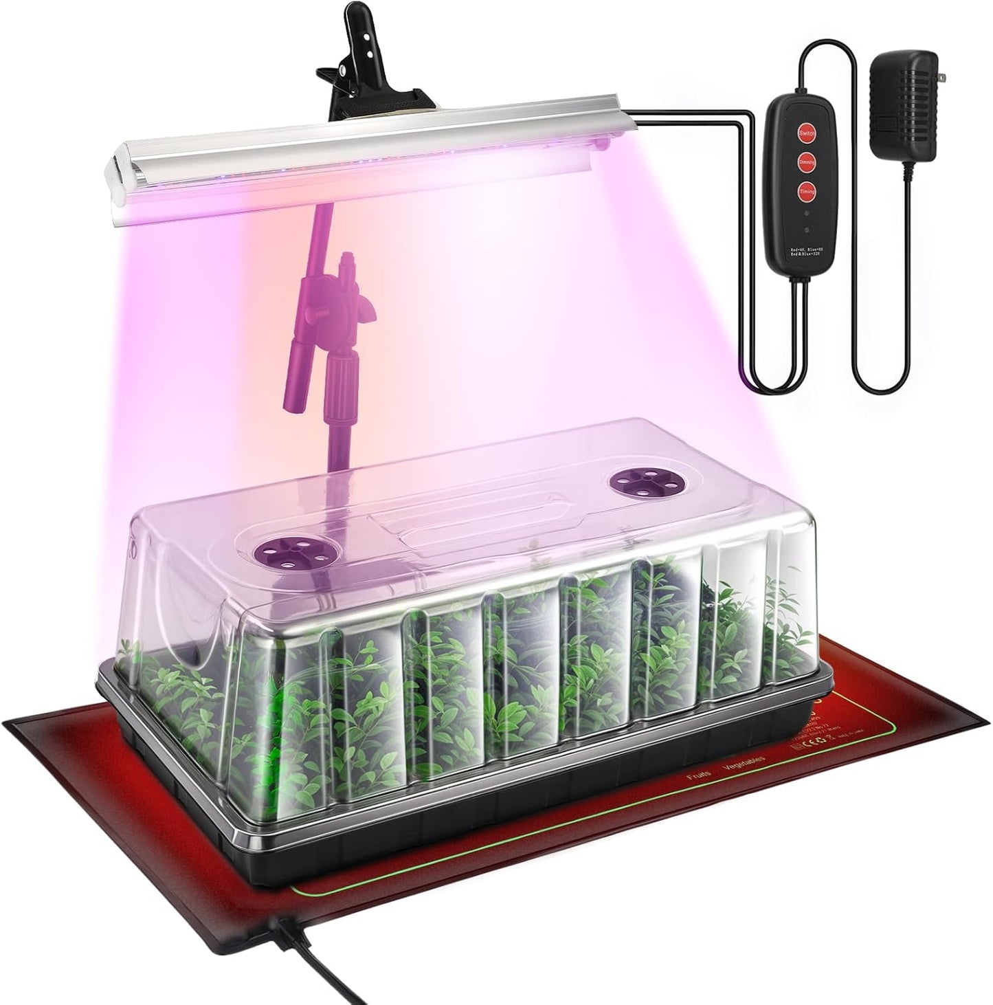 Ryscam Seed Starter Kit: Grow Lights, Heat Mat, Dome, 96 LED Grow Lights!