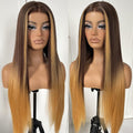 32in Ombre Lace Front Wig Pre Plucked - Long Straight Heat Resistant