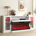 72.8'' Electric Fireplace TV Stand: 12 Flame Colors, Storage, White