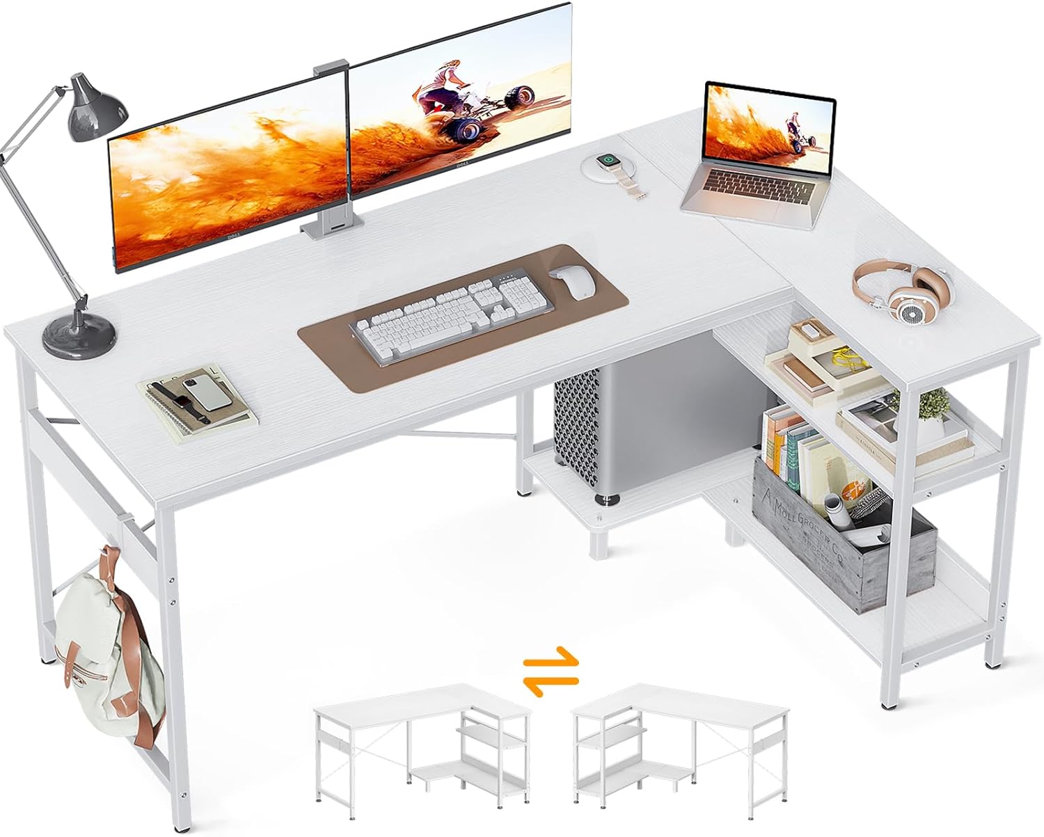Compact L Shaped Desk with Storage: ODK 55
