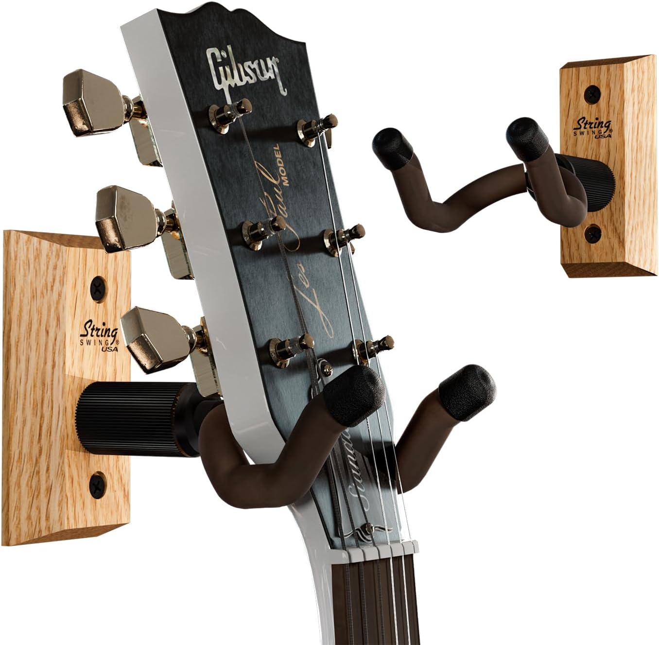 Secure & Stylish Guitar Storage - Oak Hardwood 2-Pack