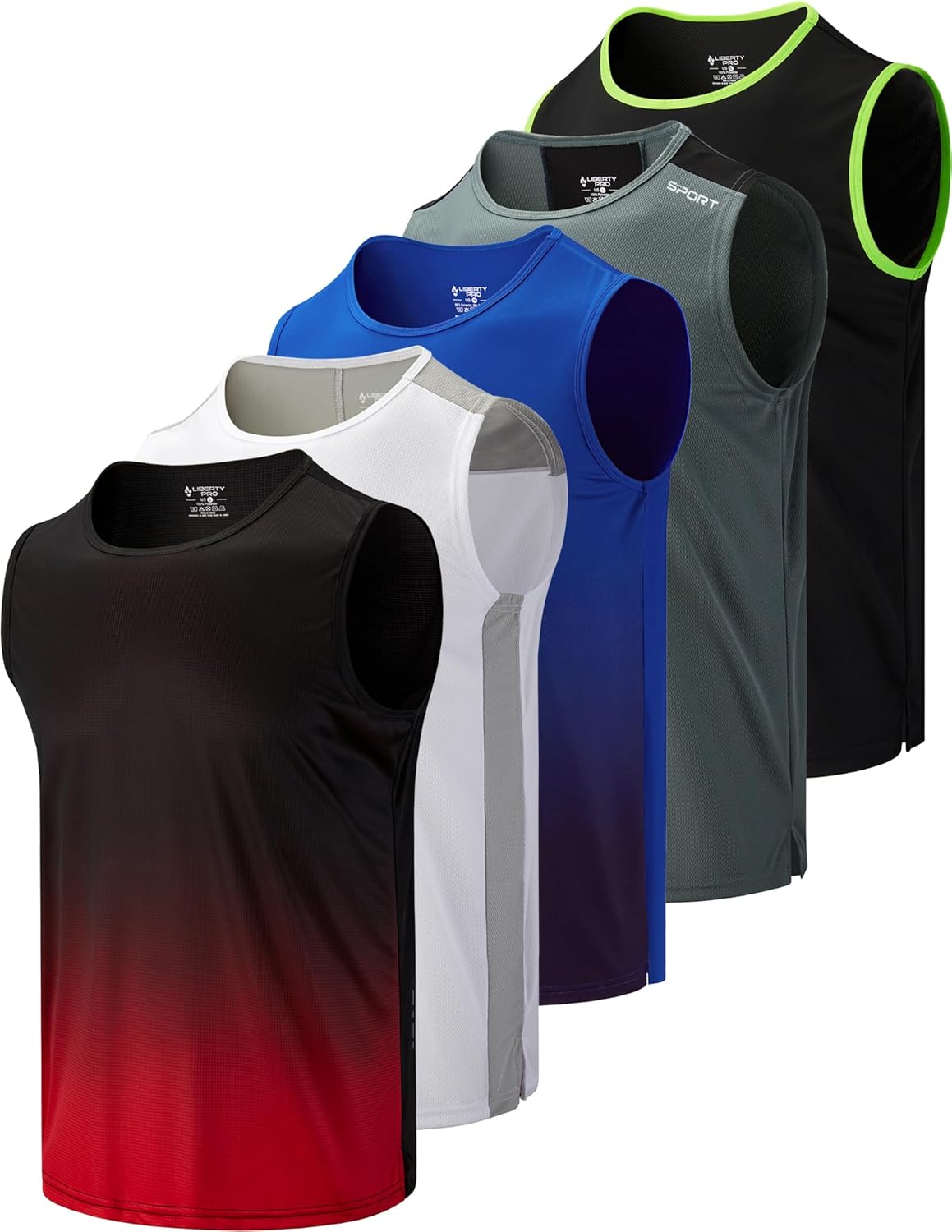 Pack of 5 Men's Stretch Cool Dry Muscle Tank Tops for Workouts