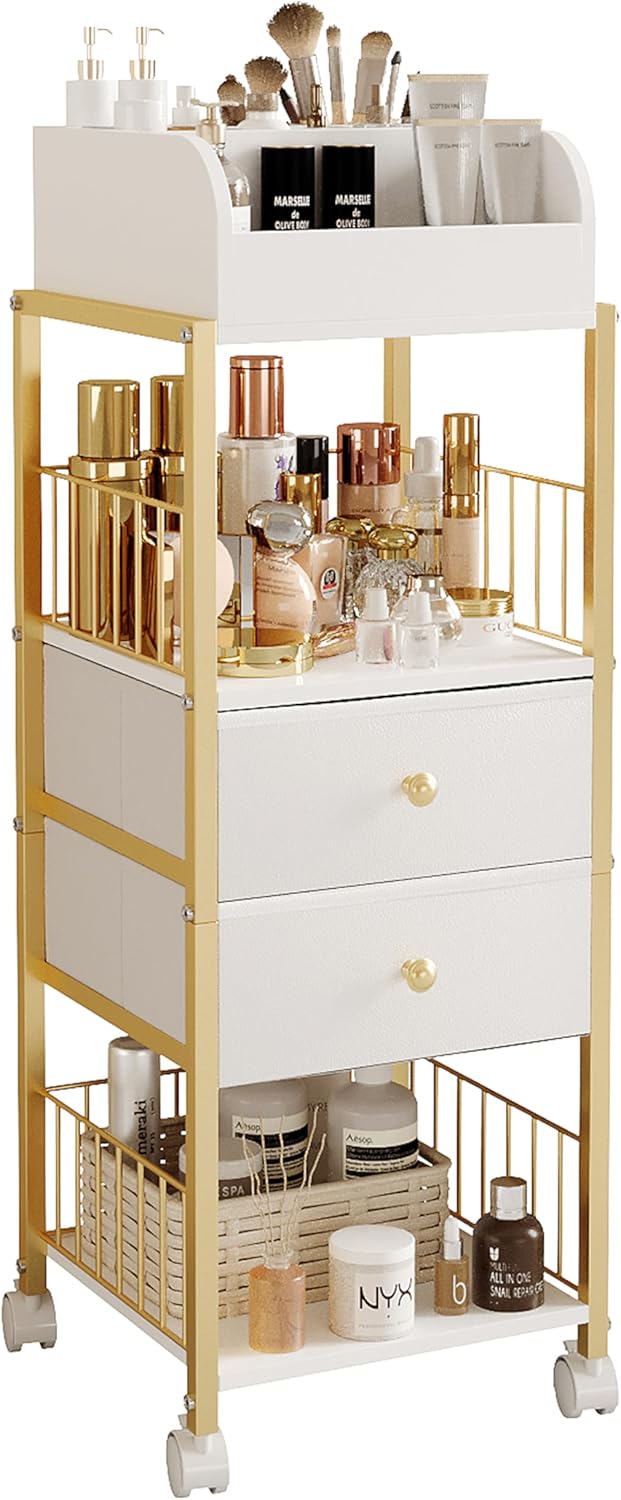 Makeup Organizer Storage Cart for Skincare and Cosmetics Display