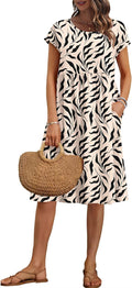 Women's Short Sleeve Summer Dress by AUSELILY Featuring Pockets