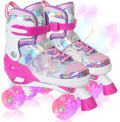 Nattork Kids Roller Skates Adjustable Quad Skates - Light Up Wheels