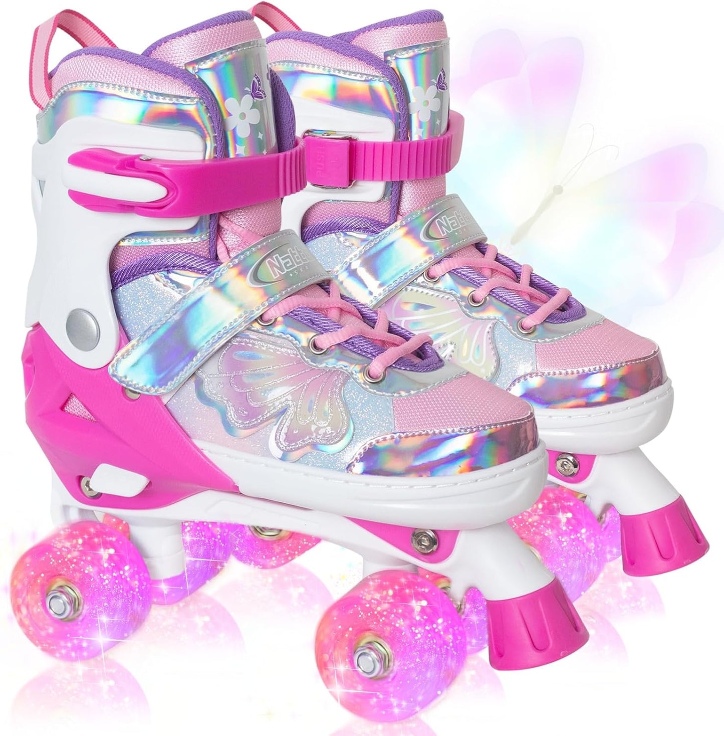 Nattork Kids Roller Skates with Adjustable Sizes and Light Up Wheels