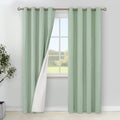 Light Green Linen 100% Blackout Curtains 52 x 80 in - Full Room