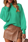 Women's Mock Neck Lantern Sleeve Pullover Sweater - Lightweight Fall