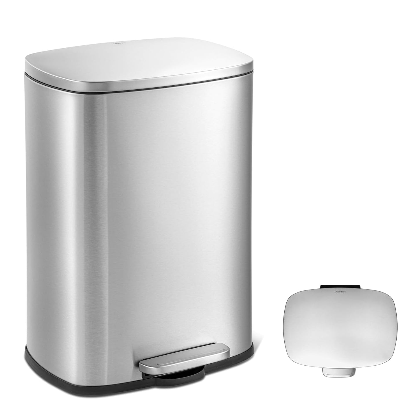 QUALIAZERO 50L Stainless Steel Step-On Kitchen Trash Can