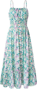 GRACE KARIN Womens 2025 Summer Maxi Dress - Flowy Smocked Floral This