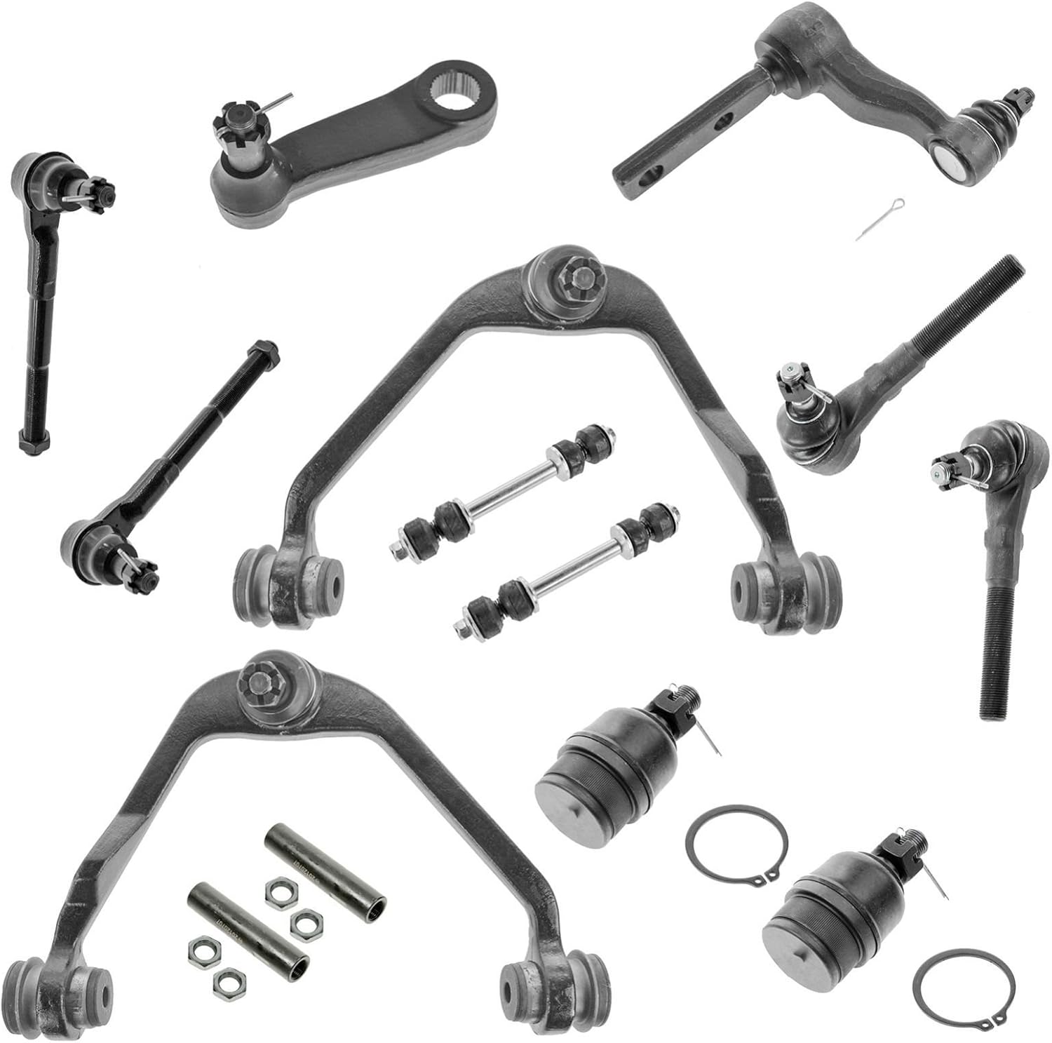 TRQ 14 Piece Control Arm Ball Joint Tie Rod Kit for Ford SUVs