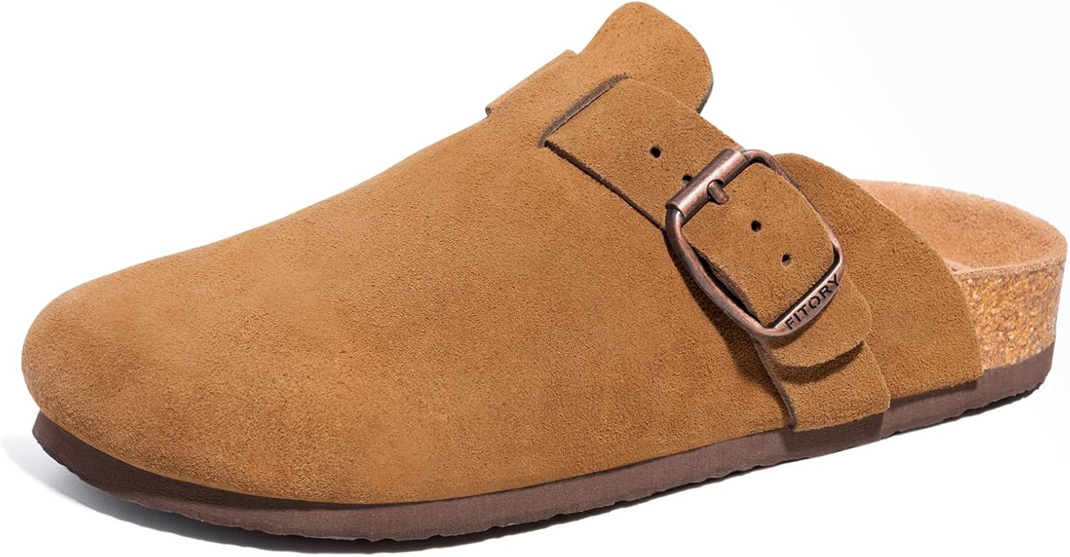 FITORY Mens Suede Clogs with Arch Support for Ultimate Comfort