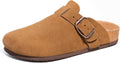 Mens Suede Clogs with Arch Support - Cork Footbed Comfort