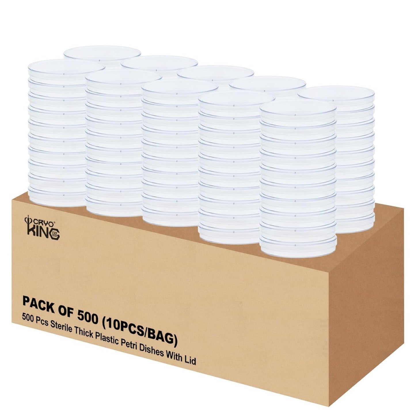 500 Pack Petri Dishes with Lids for Lab Experiments and Mycology