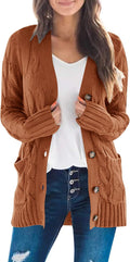 ZESICA Women's Cardigan Sweaters 2025 Fall Button Down Cable Knit S=US