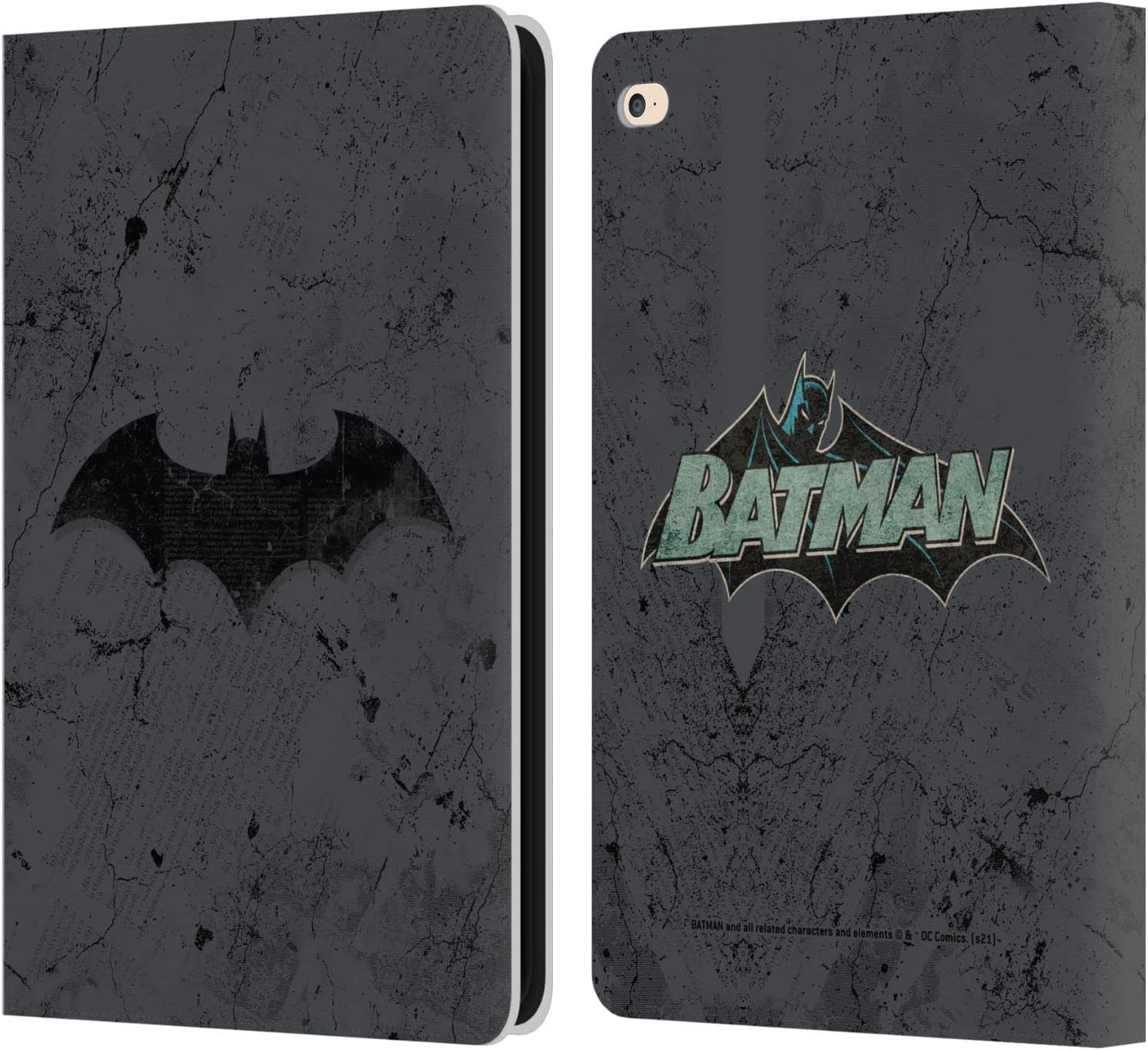 Batman DC Comics Logo Distressed Leather Wallet Case for iPad Air 2