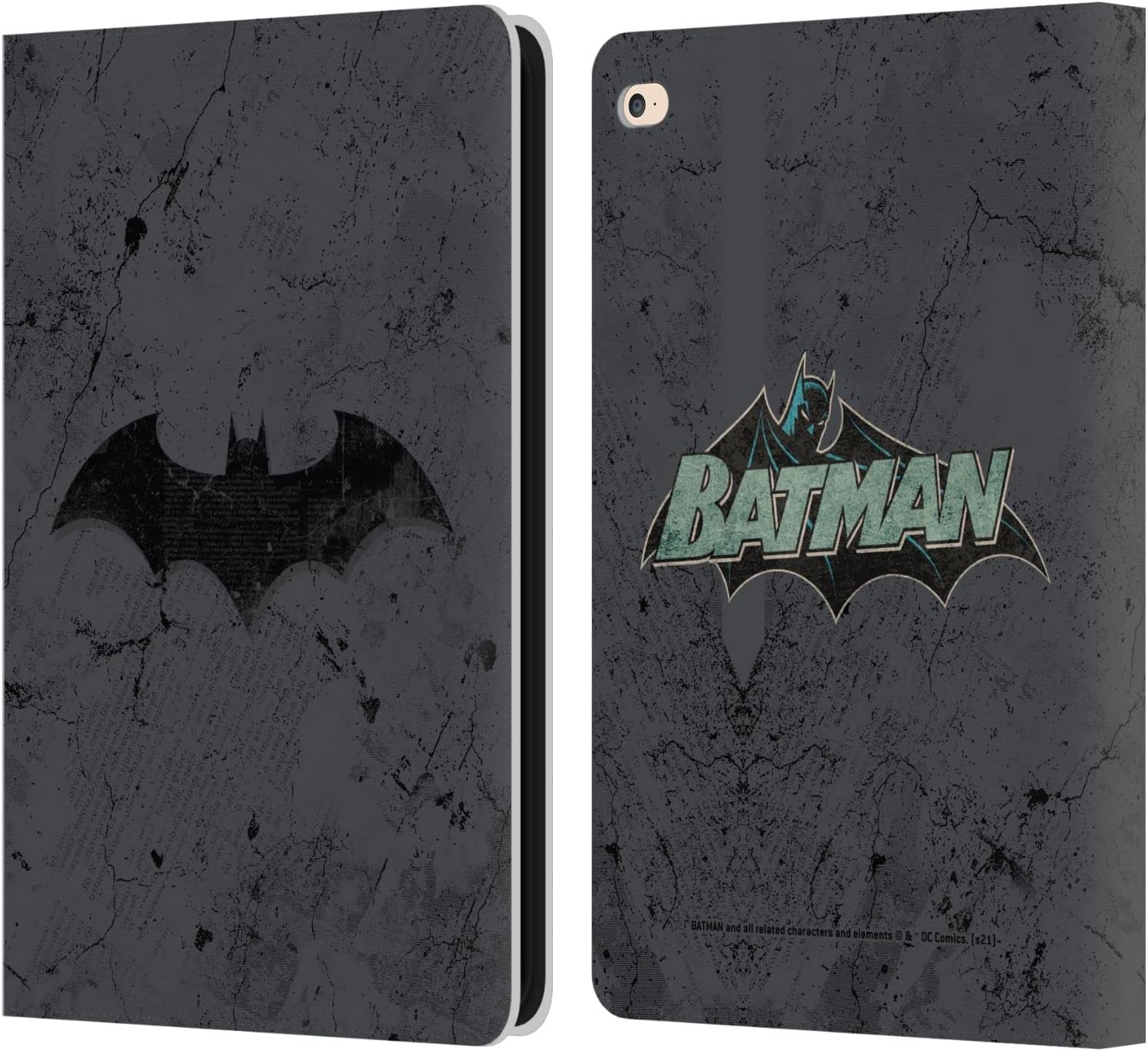 Batman DC Comics Logo Distressed Leather Wallet Case for iPad Air 2
