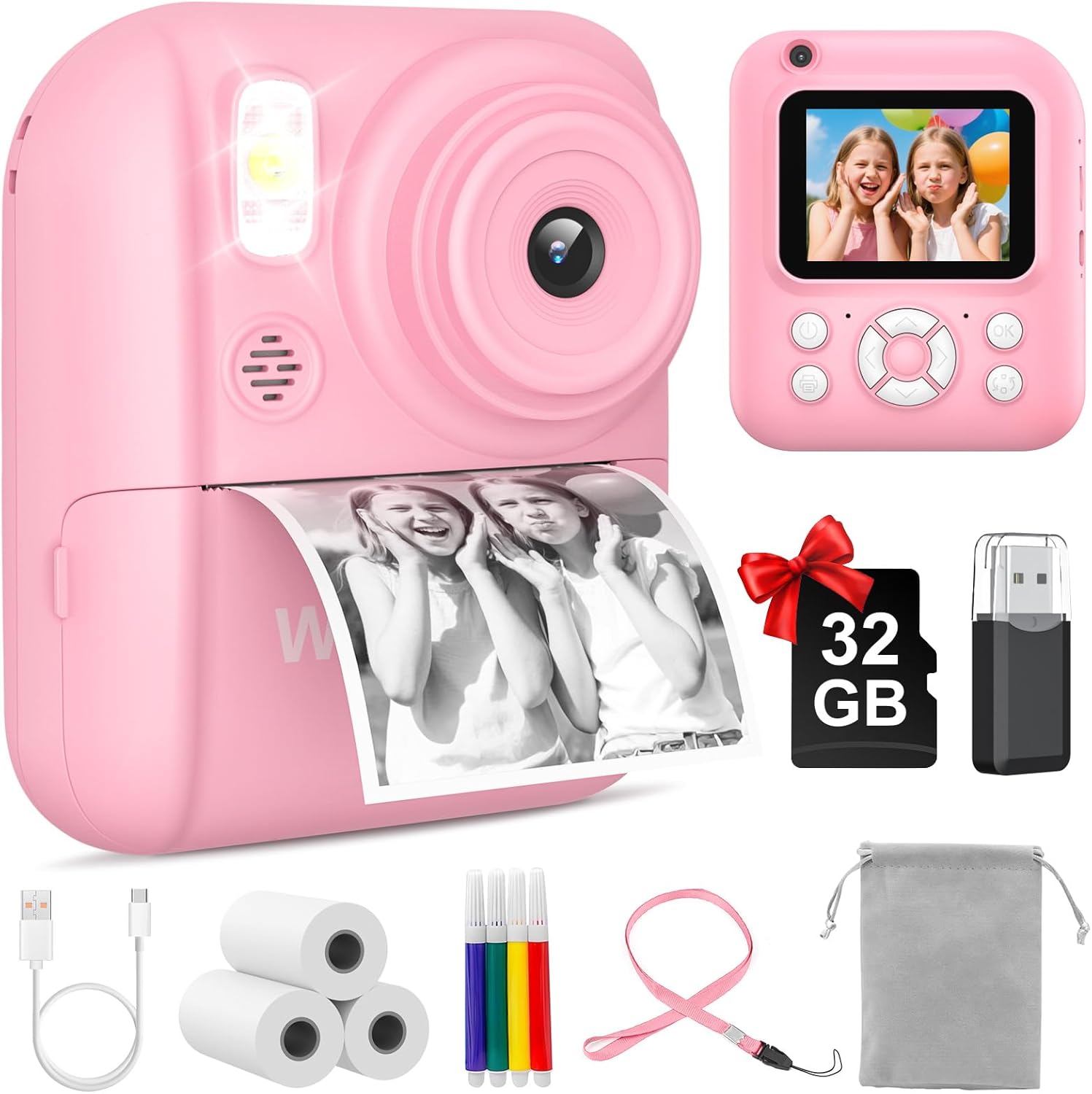Instant Print Camera for Kids - 2.5K UHD Fun Photography