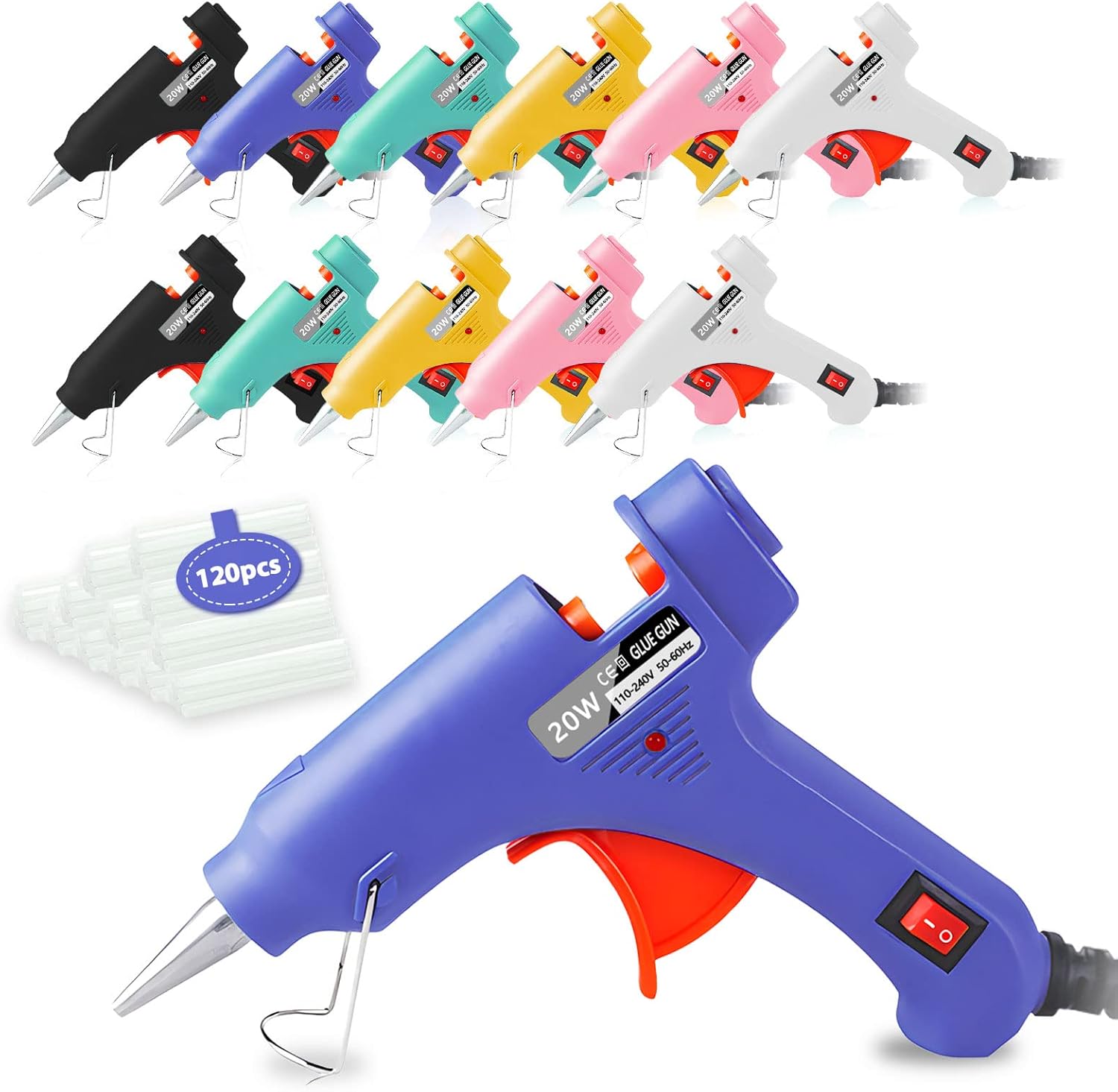 Hot Glue Gun Set with 120 Glue Sticks for DIY Crafts and Projects