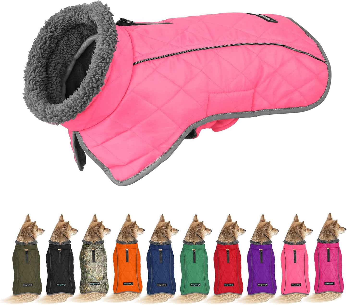 Fragralley Waterproof Dog Coat with Fleece Lining for Winter